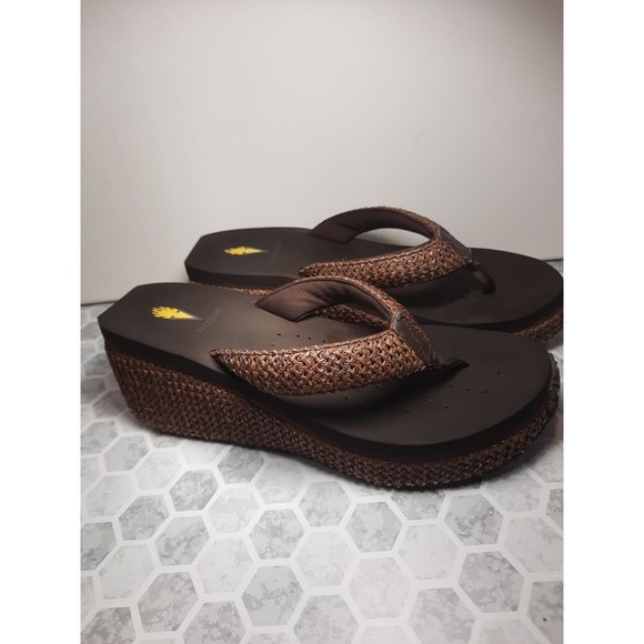 Vintage 90's Volatile Chunky Wedge Platform Flip Flop Thong Sandal size 11 - Picture 4 of 12